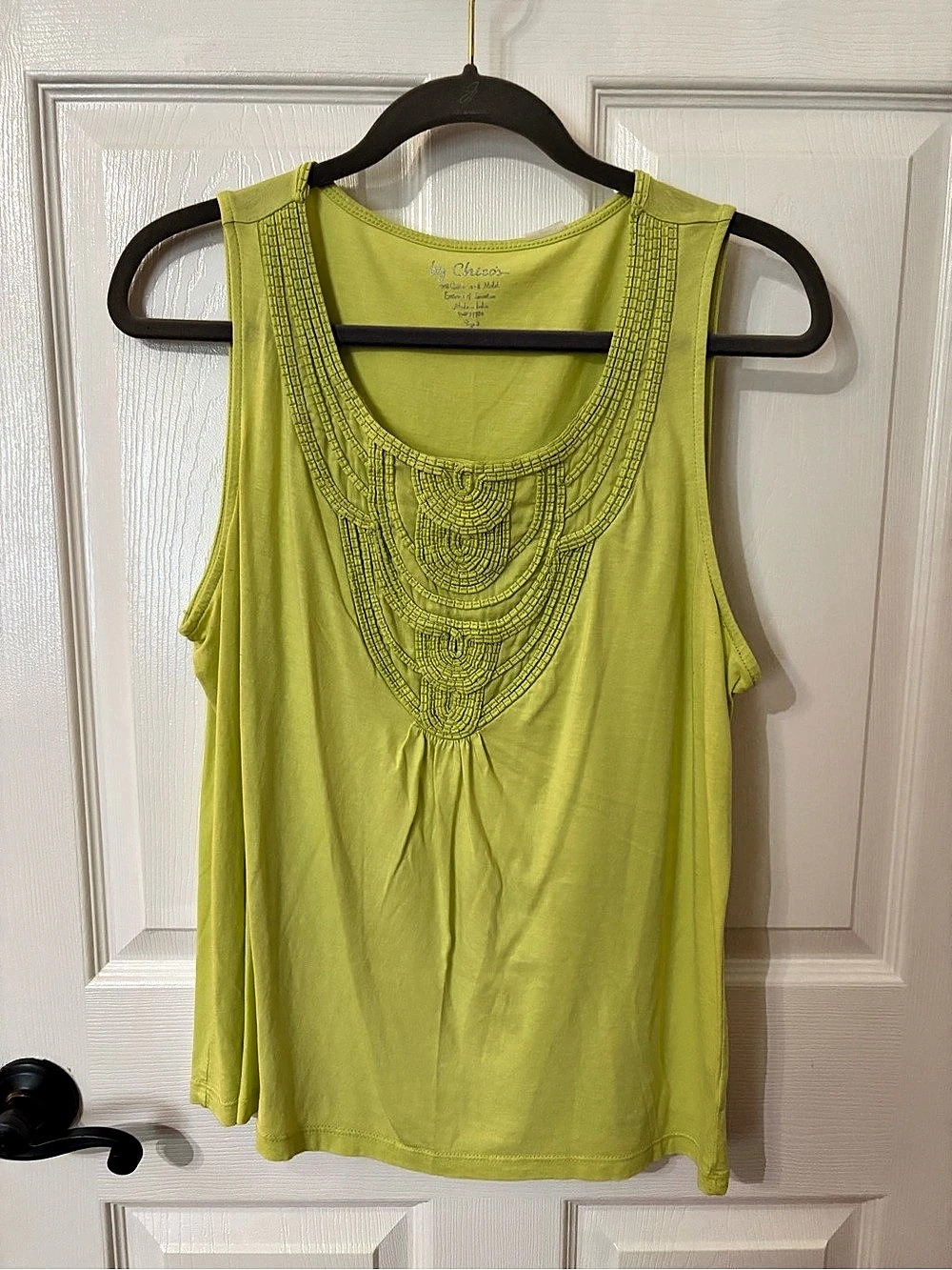 Chicos Embroidered Tank Top in Green Size 2 Like New